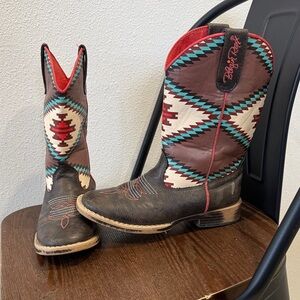 Brown and Red Western Boots